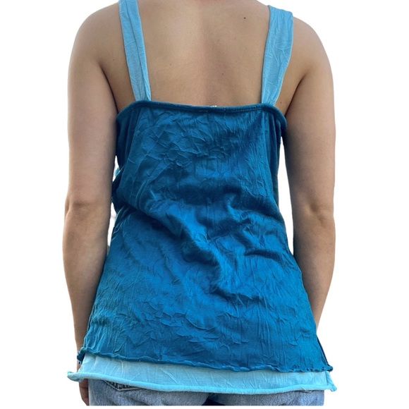 VINTAGE 90s TWO TONE BLUE SEQUIN LACE LINED TANK TOP by VOL. 1 size medium - Picture 3 of 4